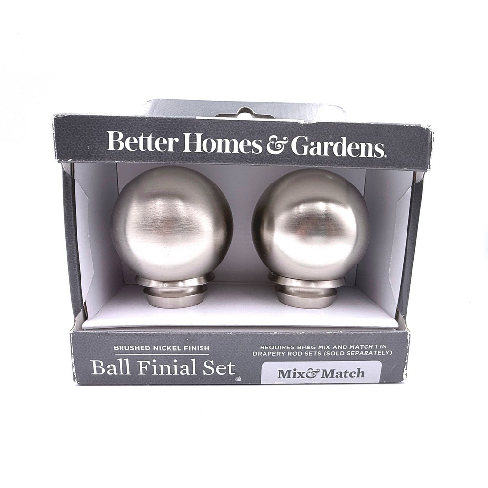 Better Homes & Gardens Ball Finial Set 1 Inch Brushed Nickel Mix & Match